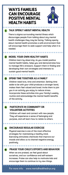 Ways to encourage positive mental health habits